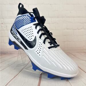 Nike Force Savage Pro 3 White Blue Lineman Football Cleats Mens Sz 13 DA5453-110
